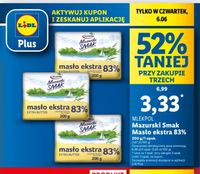 Masło Ekstra Mazurski Smak 83% - przy zakupie 3, z kuponem Lidl Plus