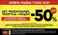 Artykuły przemysłowe, tekstylia i książki 50% taniej przy zakupie 3 szt.