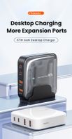 Stacja ładująca Toocki Multi Port 67W GaN PD QC - 2xUSB-A i 2x-USB-C