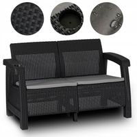 Sofa Ogrodowa Kanapa Na Taras Technorattan Ławeczka Na Ogród OKLAND Czarny