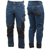 SPODNIE ROBOCZE ELASTYCZNE MĘSKIE JEANS BOJÓWKI MOCNE STRETCH dużo kieszeni