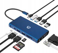 Stacja dokująca USB C 12 w 1, HUB 2 x 4K HDMI, VGA, Ethernet, 100 W PD