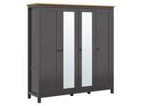 Szafa czterodrzwiowa Hesen 197 cm z lustrem grafit/dąb artisan