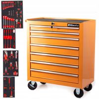 SZAFKA POMARAŃCZOWA WARSZTATOWA WÓZEK NARZĘDZIOWY 188 Narzędzi 7 SZUFLAD
