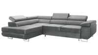 Szary narożnik welurowy Avesta lewostronny z funkcją spania