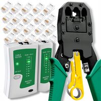 TESTER KABLI SIECIOWYCH WTYK RJ45 ZESTAW NARZĘDZI ŚCIĄGACZ ZACISKARKA LAN3