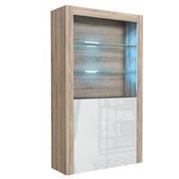 Witryna 170cm ONE FURNITURE - Laminat Dębowy & Białe Drzwi