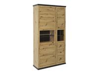 Witryna Benton 110 cm z 2 drzwiami i 3 szufladami oświetleniem LED  dąb artisan