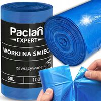 Worki Na Śmieci 60l Uniwersalne PACLAN EXPERT Wiązane 100 szt