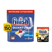 Kapsułki do zmywarki FINISH Powerball Quantum All in 1 Lemon - 150 szt. + Kapsułki do zmywarek FINISH Powerball Ultimate Plus All In 1 Lemon - 4 szt.