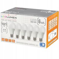 Zestaw 6x Żarówka LED E27 15W=100W CCD LEDLUMEN
