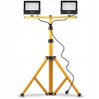 ZESTAW HALOGEN naświetlacz 2x 50W 4500K LAMPA LED STATYW budowlany wtyczka