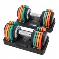 Zestaw hantli regulowanych TREXO 2 x 10 kg Stalowe multicolor 20kg