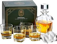 Zestaw karafek do whisky imperial - królewski kuferek do whisky zestaw 4 szt. z karafką ze szkła kryształowego