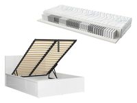 Zestaw łóżko Tetrix biały połysk ze stelażem i materacem Merida 160x200