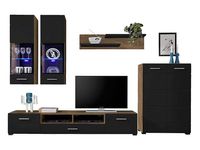 Zestaw mebli Alaska 285 cm dąb kansas/czarny połysk