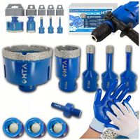 ZESTAW OTWORNIC WIERTEŁ DO PŁYTEK DIAMENTOWYCH KORONKI OTWORNICE M14 6-68mm