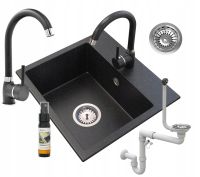 Zlewozmywak Granitan Mini Granit czarny + Bateria syfon
