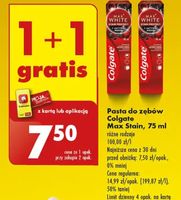 Pasta do zębów Colgate Max Stain 75 ml, 1+1 gratis z kartą Moja Biedronka