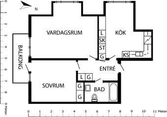 Bild 4. Lägenhet, Kyrkostigen, Borrby 