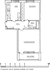 Bild 1. Lägenhet, Långarödsvägen, Höganäs 