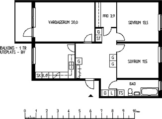 Bild 1. Lägenhet, Abborrgränd, Luleå 