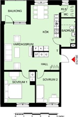 Bild 1. Lägenhet, Rådhustorget, Luleå 