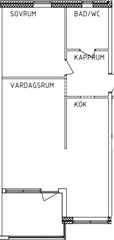 Bild 1. Lägenhet, Målaregatan, Borlänge 