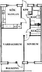 Bild 1. Lägenhet, Näckåvägen, Sysslebäck 