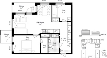 Bild 1. Lägenhet, Tritongatan, Västerås 