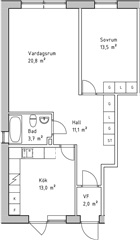 Bild 1. Lägenhet, Hamrénsvägen, Vännäsby 