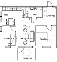 Bild 1. Lägenhet, Centralgatan, Iggesund 