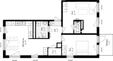 Bild 1. Lägenhet, Öster Mälarstrands Allé, Västerås 