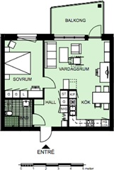 Bild 1. Lägenhet, Producentvägen, Luleå 