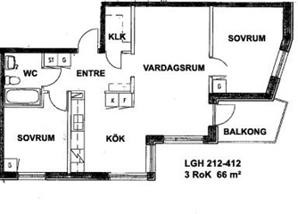 Bild 1. Lägenhet, Hedlundavägen, Umeå 