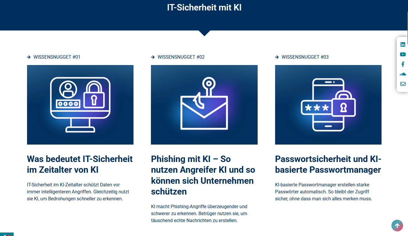 Die ersten Wissensnuggets des Mittelstand-Digital Zentrums Handel befassen sich mit dem Thema IT-Sicherheit und KI