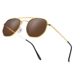 Γυαλιά Ηλίου Hexagon Stainless Gold Σκελετός & Tea Φακός Polarized (3550)