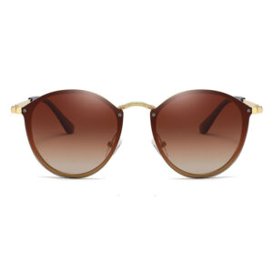 Γυαλιά Ηλίου Round Stainless Gold Σκελετός & Tea Polarized Φακός (AC8079)