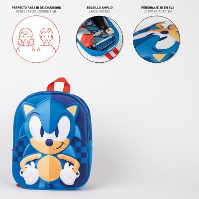 Mochila Infantil 3D Sonic para Creche – Pack 2