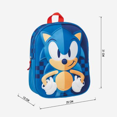 Mochila Infantil 3D Sonic para Creche – Pack 2