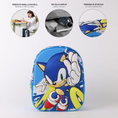 Mochila Infantil 3D Sonic para Creche – Pack 2