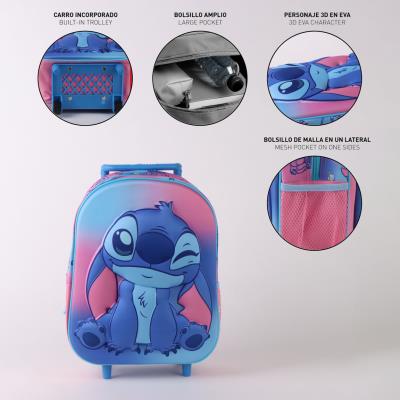 Mochila Infantil 3D Stitch com Carrinho – Pack 2