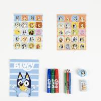 SET PAPELERÍA COLOREABLE TROLLEY BLUEY 1