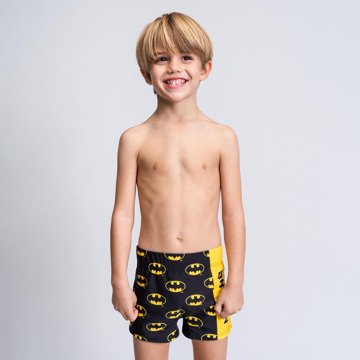 Costume Da Bagno Batman Per Bambino: Boxer Nero E Giallo, Asciugatura Rapida, Licenza Ufficiale DC, Unisex