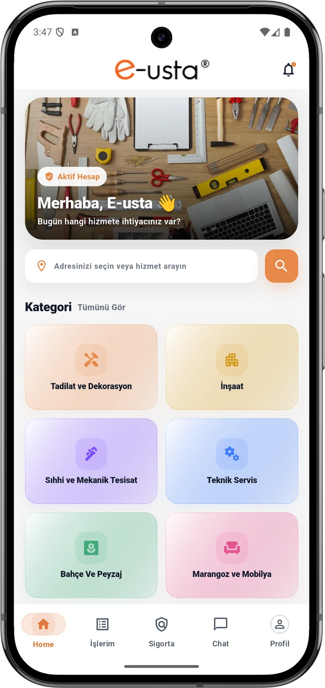 E-Usta mobil uygulaması
