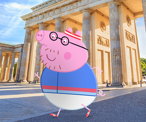 'Lauf für den guten Zweck: Papa Wutz startet beim BMW BERLIN-MARATHON + PEPPA PIG-Gewinnspiel!' Teaserbild