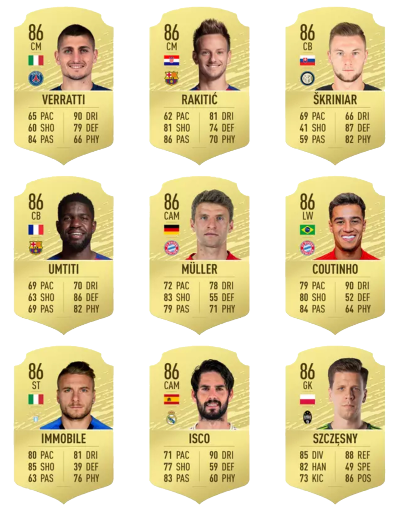 Fifa 20 En iyi 100 oyuncu 64-72