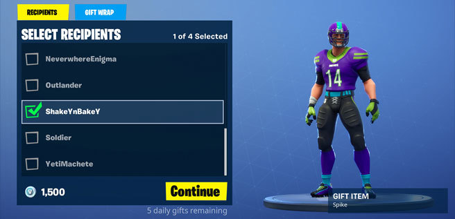fortnite hediye özelliği