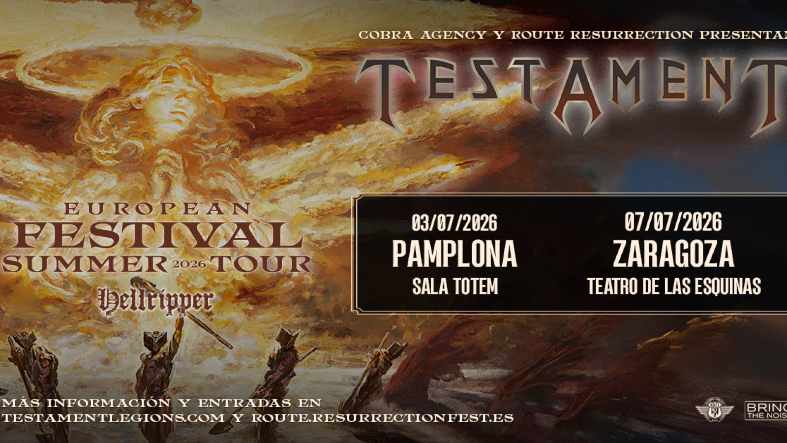 Testament desata el caos en España: Dos fechas en 2026 exclusivas en salas junto a Hellripper