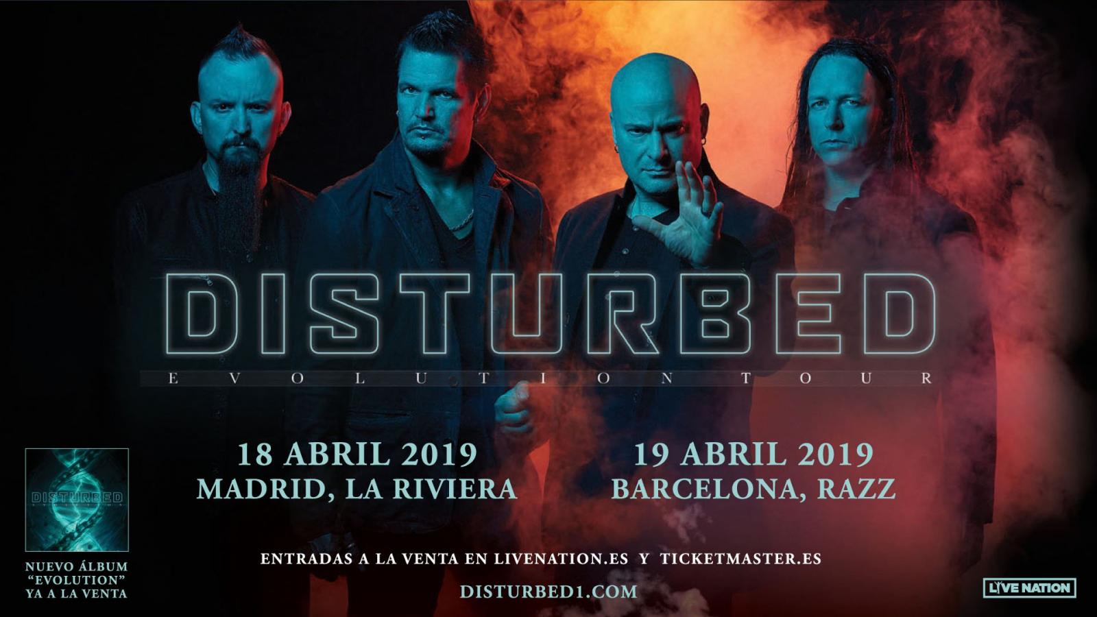 Disturbed pasarán por Madrid y Barcelona en abril del año 2019